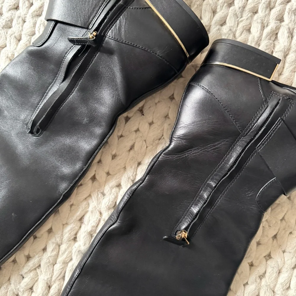 Tory Burch Black Leather Sofia Riding Boot, size 6.5 - Picture 10 of 12